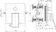 Diagramm einer Badearmatur von Ideal Standard, Modell UP Conca, mit Maßangaben und Anschlussdetails für die Installation.